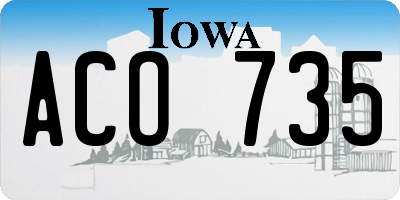 IA license plate ACO735