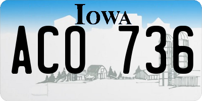 IA license plate ACO736