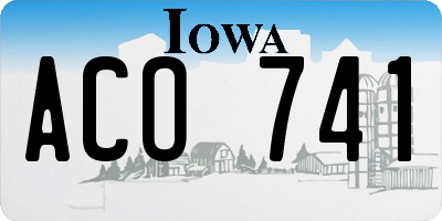 IA license plate ACO741