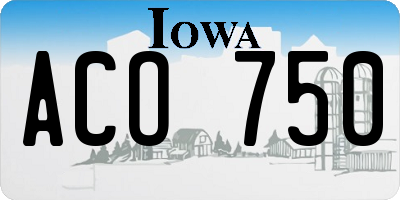 IA license plate ACO750