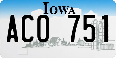 IA license plate ACO751