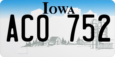 IA license plate ACO752