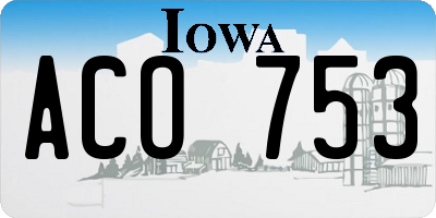 IA license plate ACO753