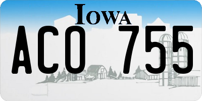 IA license plate ACO755