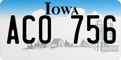 IA license plate ACO756