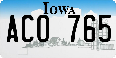 IA license plate ACO765