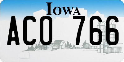 IA license plate ACO766