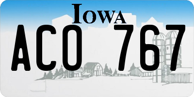 IA license plate ACO767