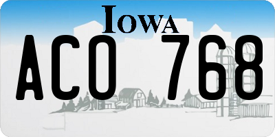 IA license plate ACO768