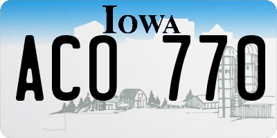 IA license plate ACO770