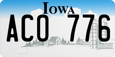IA license plate ACO776