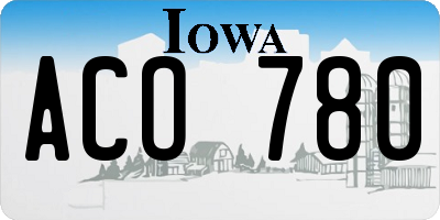 IA license plate ACO780