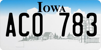 IA license plate ACO783