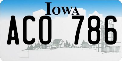 IA license plate ACO786