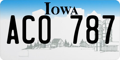IA license plate ACO787