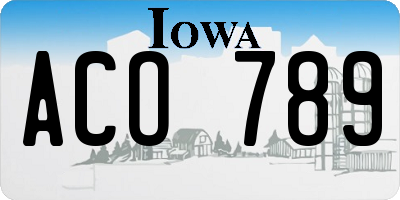 IA license plate ACO789
