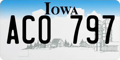 IA license plate ACO797