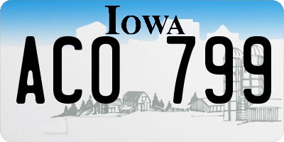 IA license plate ACO799