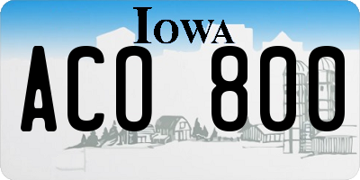 IA license plate ACO800