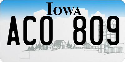 IA license plate ACO809