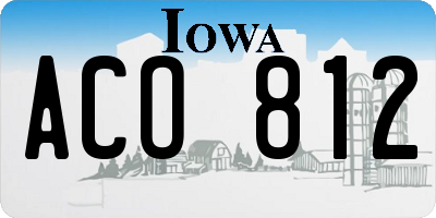 IA license plate ACO812