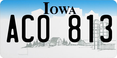 IA license plate ACO813
