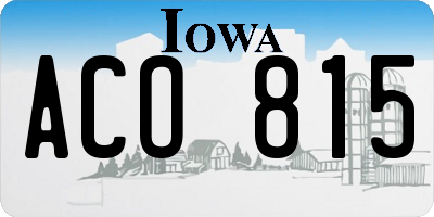 IA license plate ACO815