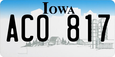 IA license plate ACO817