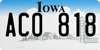 IA license plate ACO818