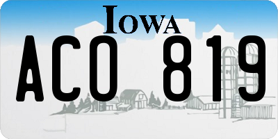 IA license plate ACO819