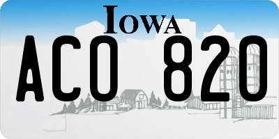 IA license plate ACO820