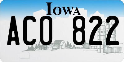 IA license plate ACO822