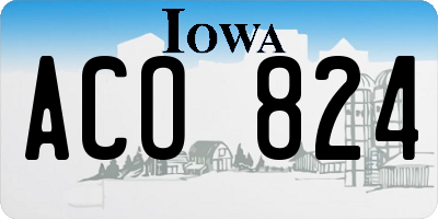 IA license plate ACO824