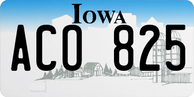 IA license plate ACO825