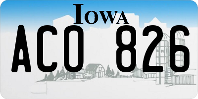 IA license plate ACO826