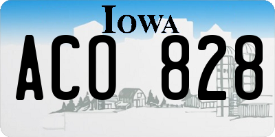 IA license plate ACO828