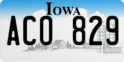 IA license plate ACO829
