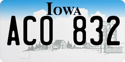 IA license plate ACO832