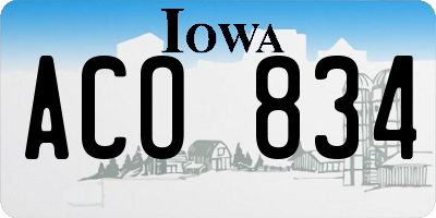 IA license plate ACO834