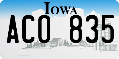 IA license plate ACO835