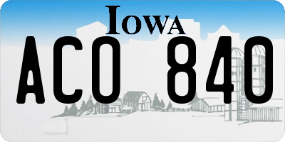 IA license plate ACO840