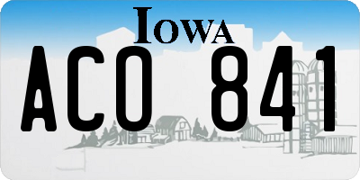 IA license plate ACO841
