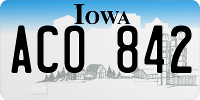 IA license plate ACO842