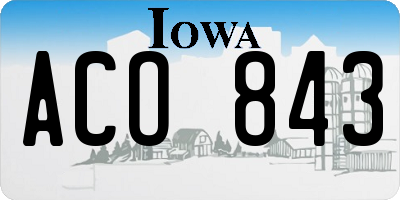 IA license plate ACO843