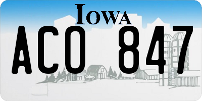 IA license plate ACO847