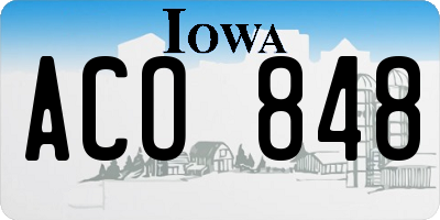 IA license plate ACO848