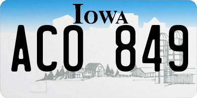 IA license plate ACO849