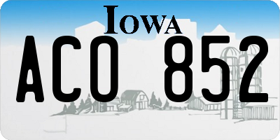 IA license plate ACO852
