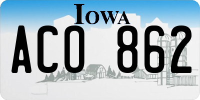 IA license plate ACO862