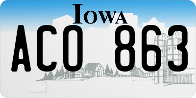 IA license plate ACO863